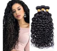 AiPliantfis Lot de 3 trames de cheveux humains ondulés noirs naturels #1b - 300 g - 100 % non transformés - 76,2 cm, 81,3 cm, 86,4 cm