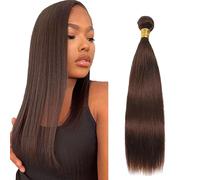 AiPliantfis Straight Human Hair Bundle Brown #4 Tissage Naturel Cheveux Humain 1 Bundle Chocolate Human Hair Extension Tissage Bresilien en Lot 100g/PC Double Weft Unprocessed Virgin Hair 20 Zoll