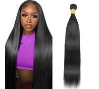 AiPliantfis Straight Human Hair Bundle Tissage Naturel Cheveux Humain 1 Bundle Human Hair Extension Tissage Bresilien en Lot 100g/PC Double Weft #1B Black Unprocessed Virgin Hair 12 Zoll