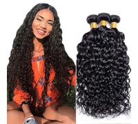 AiPliantfis Water Wave Bundles Human Hair Cheveux Humain Human Hair Extensions Tissage Cheveux Natural Black Double Weft 3 Bündel Unprocessed Virgin Remy Hair for Women 14 16 18 Pouce