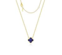 AIPPK Collier trèfle plaqué or 18 carats pour femme, collier trèfle à quatre feuilles, pendentif fleur porte-bonheur, bijoux délicats, cadeau de taille moyenne, acier inoxydable, sans