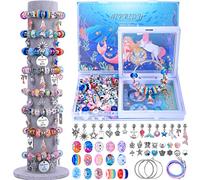 AIPRIDY Licorne Sirène Cadeaux pour Filles, Bijoux Artisanat Filles, École Girl Craft Set Bracelets DIY Jouets Filles Cadeaux 5 6 7 8 9 10 11 ans (72 Pièces Aqua)