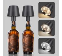 Aipsun 2 pièces LED Dimmable lampe bouteille rechargeable avec 5500mAh,3w,Lampe de bureau LED étanche IP54,3000k-6000k, lampe bouteille en aluminium pour jardin,bar et restaurant (Anthracite)