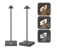 Aipsun 2 pièces LED Variable Batterie Lampe de table sans fil Anthracite, Rechargeable Couleur de lumière chaude 2700K/4000K/6000K Lampe de table avec USB-C, Aluminium, IP54 étanche