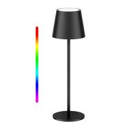 Aipsun Lampe de table LED à batterie dimmable, noire, 5000mAh, lampe de table LED sans fil, dimmable,chaudes 3000K + RGB, aluminium, USB-C, IP54, pour une utilisation intérieure et extérieure