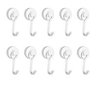 Aipudun Lot de 10 crochets magnétiques noirs extra forts de 20 mm - Crochets magnétiques rotatifs - Peut supporter 13 kg - Aimants super puissants avec crochets rotatifs et pivotants (blanc laiteux)