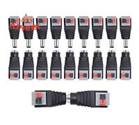 Aiqeer 10 Paires 12V / 24V DC Mâle Femelle Connecteurs Set, 2.1 X 5.5 mm DC Alimentation Fiche Prise Adaptateur Presse Type Borne Connecteur, pour CCTV Caméra LED Bande (Gris Noir)