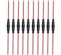 Aiqeer 10 Pièces 6 X 30 mm En Ligne Verre Tube Porte-Fusibles, 32V 20A Porte-Fusible en Verre AGC de Voiture avec Fil 16 AWG (Noir)