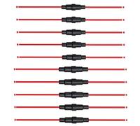 Aiqeer 10 Pièces En Ligne Verre Tube Porte-Fusibles Set, 32V 20A Porte-Fusible en Verre AGC de Voiture avec Fil 16 AWG (5 Pièces 5 X 20 mm + 5 Pièces 6 X 30 mm)
