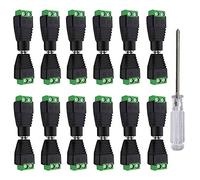 Aiqeer 12 Paires 12V / 24V DC Mâle Femelle Connecteurs Set, 5.5 X 2.1 mm DC Alimentation Fiche Prise Adaptateur Vis Borne Connecteur, pour CCTV Caméra LED Bande (Vert)
