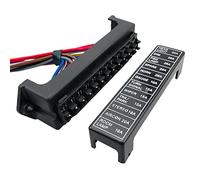Aiqeer 12 Voies Boîte à Fusible de Voiture, 2 Entrées 12 Sorties Standard Porte-Fusible à Lame, avec Pré-Câblé et 10 Pièces Standard Fusibles à Lame (12V / 24V / 32V / 48V Universel)