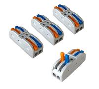 Aiqeer 16 Pièces SPL-2 Levier-Écrou Fil Connecteurs, 2 in 2 out 4 Ports Conducteur Compact Fils Connecteurs, Compact Connecteur Ressort Bornier (Levier Multicolore)