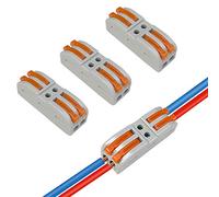 Aiqeer 16 Pièces SPL-2 Levier-Écrou Fil Connecteurs, 2 in 2 out 4 Ports Conducteur Compact Fils Connecteurs, Compact Connecteur Ressort Bornier