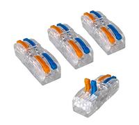 Aiqeer 16 Pièces SPL-2 Levier-Écrou Fil Connecteurs, 2 in 2 out 4 Ports Transparent Conducteur Compact Fils Connecteurs, Compact Connecteur Ressort Bornier (Levier Multicolore)