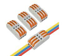 Aiqeer 16 Pièces SPL-3 Levier-Écrou Fil Connecteurs, 3 in 3 out 6 Ports Conducteur Compact Fils Connecteurs, Compact Connecteur Ressort Bornier