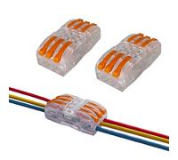 Aiqeer 16 Pièces SPL-3 Levier-Écrou Fil Connecteurs, 3 in 3 out 6 Ports Transparent Conducteur Compact Fils Connecteurs, Compact Connecteur Ressort Bornier