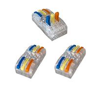 Aiqeer 16 Pièces SPL-3 Levier-Écrou Fil Connecteurs, 3 in 3 out 6 Ports Transparent Conducteur Compact Fils Connecteurs, Compact Connecteur Ressort Bornier (Levier Multicolore)