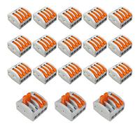 Aiqeer 18 Pièces PCT-214 Levier-Écrou Fil Connecteurs, 4 Ports Conducteur Compact Fils Connecteurs, Compact Connecteur Ressort Bornier