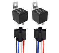 Aiqeer 2 Pièces 4 Broches Voiture Relais, 24V 40A SPST Relais Automobile avec Prise de Faisceau et Pré-Câblé (Noir)