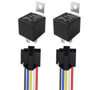 Aiqeer 2 Pièces 5 Broches Voiture Relais, 24V 40A SPDT Relais Automobile avec Prise de Faisceau et Pré-Câblé (Noir)
