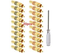 Aiqeer 20 Pièces Connecteurs Mâle RCA, Adaptateur de Connecteur RCA Audio/Vidéo Plaqué Or, Fiche Mâle RCA Sans Soudure, pour Multimédia et Vidéosurveillance