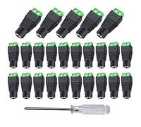Aiqeer 25 Pièces 12V / 24V DC Femelle Prise Connecteurs, 5.5 X 2.1 mm DC Alimentation Adaptateur Vis Borne Connecteur, pour CCTV Caméra LED Bande (Vert)