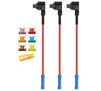 Aiqeer 3 Pièces 12V / 24V Profil-Bas Add-a-Circuit Porte-Fusible, Porte-Fusible à Lame de Voiture avec Fil 16 AWG, Gratuit 6 Pièces Fusibles à Lame Micro et Extracteur de Fusible (Borne à Sertir)