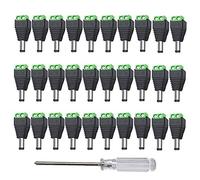 Aiqeer 30 Pièces 12V / 24V DC Mâle Fiche Connecteurs, 5.5 X 2.1 mm DC Alimentation Adaptateur Vis Borne Connecteur, pour CCTV Caméra LED Bande (Vert)