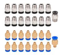 Aiqeer 30 Pièces 3D Imprimante Pneumatique Connecteurs Set (15 Pièces PC4-M6 Pneumatique Rapide Raccord et 15 Pièces PC4-M10 Pneumatique Droit Raccord)