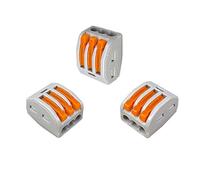 Aiqeer 30 Pièces PCT-213 Levier-Écrou Fil Connecteurs, 3 Ports Conducteur Compact Fils Connecteurs, Compact Connecteur Ressort Bornier