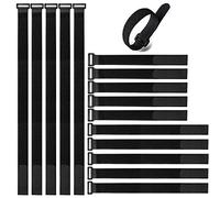 Aiqeer 30 Pièces Set de Sangles de Câble Noir, Attaches de Câble Réutilisables, Sangles Serre-Câbles, Sangles de Fixation à Crochet et Boucle, pour La Gestion des Câbles (20 cm, 30 cm, 40 cm)