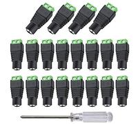 Aiqeer 40 Pièces 12V / 24V DC Femelle Prise Connecteurs, 5.5 X 2.1 mm DC Alimentation Adaptateur Vis Borne Connecteur, pour CCTV Caméra LED Bande (Vert)