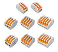 Aiqeer 45 Pièces Levier-Écrou Fil Connecteurs Set, Conducteur Compact Fils Connecteurs, Compact Connecteur Ressort Bornier (PCT-212/213/214/215)