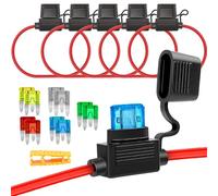 Aiqeer 5 Pièces 32V Petit En Ligne Porte-Fusible, Porte-Fusible à Lame Mini En Ligne de Voiture Étanche avec Fil 16 AWG, Gratuit 10 Pièces Fusibles à Lame Mini et Extracteur de Fusible