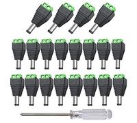 Aiqeer 50 Pièces 12V / 24V DC Mâle Fiche Connecteurs, 5.5 X 2.1 mm DC Alimentation Adaptateur Vis Borne Connecteur, pour CCTV Caméra LED Bande (Vert)