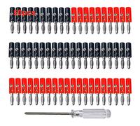 Aiqeer 50 Pièces 4 mm Banane Fiche Connecteur, Plaquée Nickel Banane Fiche, Audio/Vidéo Haut-Parleur Câble Connecteur (Rouge, Noir)