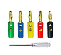 Aiqeer 50 Pièces 4 mm Banane Fiche Connecteur, Plaquée Or Banane Fiche, Audio/Vidéo Haut-Parleur Câble Connecteur (Rouge, Jaune, Bleu, Vert, Noir)