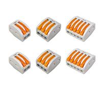 Aiqeer 50 Pièces Levier-Écrou Fil Connecteurs Set, Conducteur Compact Fils Connecteurs, Compact Connecteur Ressort Bornier (PCT-212/213/215)