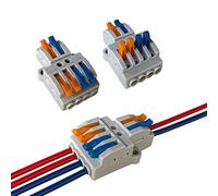 Aiqeer 9 Pièces KV424 Levier-Écrou Fil Connecteurs, 2 in 4 out 6 Ports Conducteur Compact Fils Connecteurs, Compact Connecteur Ressort Bornier