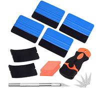 Aiqeer Kit de Raclette de Bord en Feutre de Voiture, 4 Pièces Grattoirs de Bord en Feutre avec 4 Feutre en Tissu, Coupeur Artisanale avec 5 Lames, Grattoir à Lame de Rasoir avec 10 Lames en Plastique