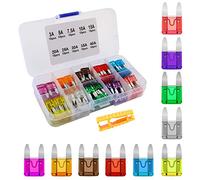 Aiqeer Lot de 130 mini fusibles plats pour voiture, extracteur de fusible (3A/5A/7.5A/10A/15A/20A/25A/30A/35A/40A)