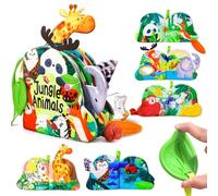 AIQI Livre Bebe 0-3 Mois, 3D Livre Tissu Bébé Eveil, Jeux Montessori Bebe Eveil 0 3 6 9 12 Mois, Jouets Livre Tissu Sensoriels Animaux, avec Miroir, Livres d'éveil Cadeau Naissance Fille Garcon
