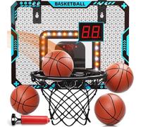 Aiqi Panier de Basket Interieur, Mural Panier Basket Interieur avec Tableau d'affichage électronique et Lumière LED, Jouet Interieur Sport Cadeau d'anniversaire Garcon Fille Ado 5 6 7 8 9 10 11 Ans