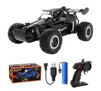 Aiqi Voiture Télécommandée, 1/16 Tout Terrain avec Les lumières LED et la carrosserie en Alliage, 2.4Ghz Monster Truck Jouet Enfant Garçons 3 4 5 6 7 8 9 Ans Véhicules Téléguidée Jeux (Noir)