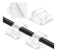 AiQInu 120 Pièces Clips Cable Adhesif, Câbles Crochets Fixation Cable Electrique, Transparent Cordon Clips Organisateur Cable Holder pour Bureau École