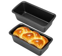 AiQInu 2 Pièces Moule a Cake Rectangulaires, Moule a Brioche 19x9x6cm mit Antiadhésif pour Ninja Friteuses à Air Fryer, La Cuisson au Four, Noir