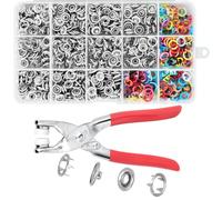 AiQInu 200 Kits Bouton Pression avec Pince, Set de Boutons Pression en Métal Ring Button pour DIY Bricolage Vêtements Enfants, Vêtements Sacs, Fait Main, Sewing Craft 9,5 mm