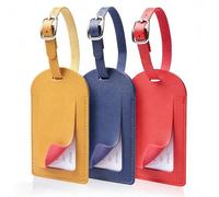 AiQInu 3 Pièces Etiquette Valise Voyage Avion, Étiquette Bagage Cuir PU, Porte Etiquette Valise Inscriptible Nom Adresse, pour Prévenir la Perte des Bagages