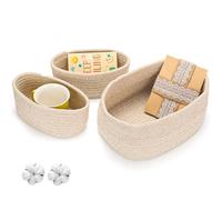 AiQInu 3 Pièces Panier Rangement, Panier Rangement Salle de Bain en Coton Tressé, Chambre, Organisateur de Salle de Bain, Organisateur able a Langer Bebe, 2 Tailles