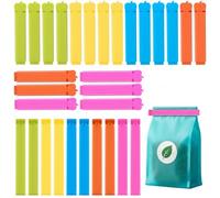 AiQInu 30 Pièces Pince Sachet Alimentaire Attaches pour Sacs 7/11 cm, Fermeture Sachet Alimentaire, Clips de Cuisine pour Conservation des Aliments Réutilisable pour Emballage Bonbons Snack